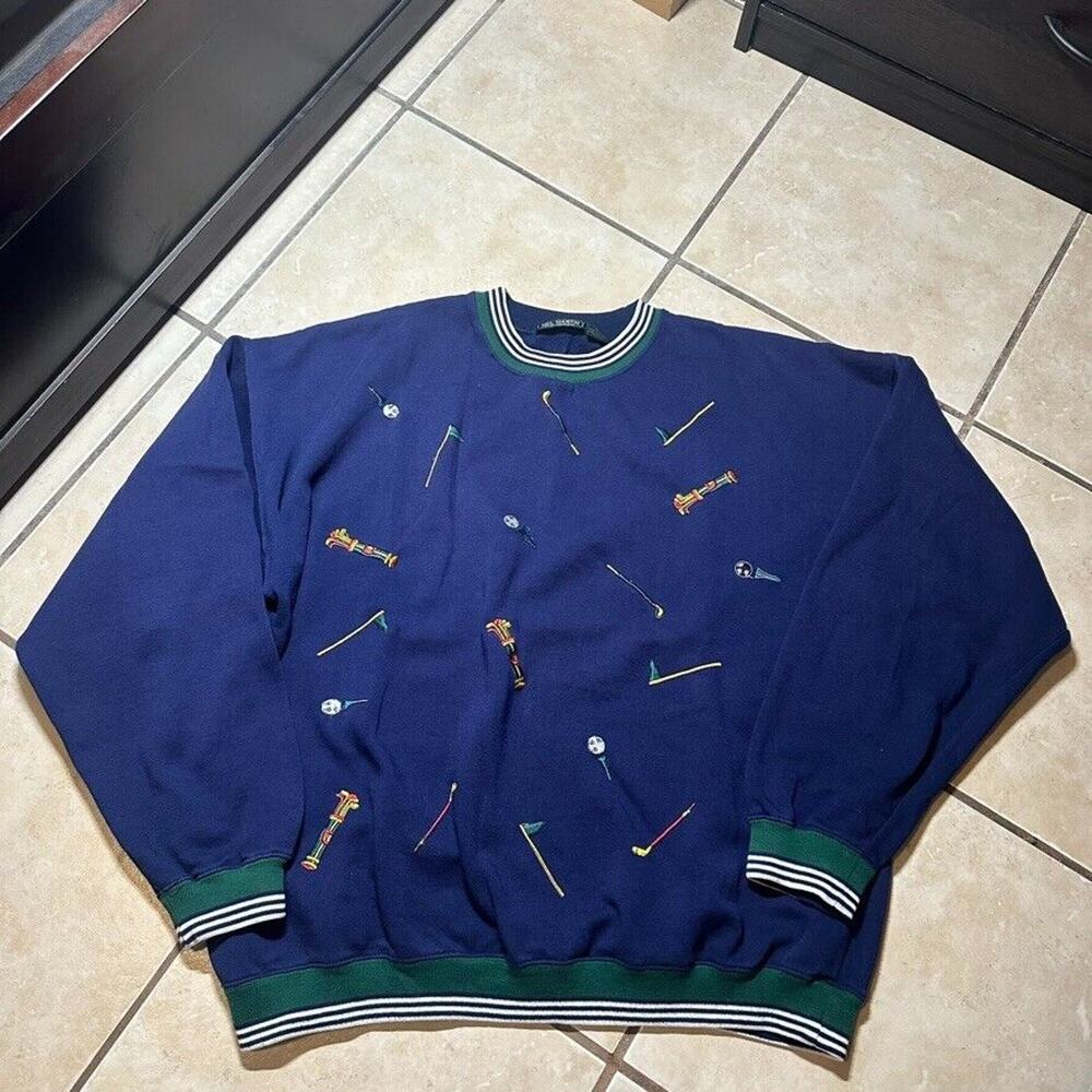 Vintage Neil Martin Golf Club Embroidered Blue Crewneck Sweatshirt Mens Size XL